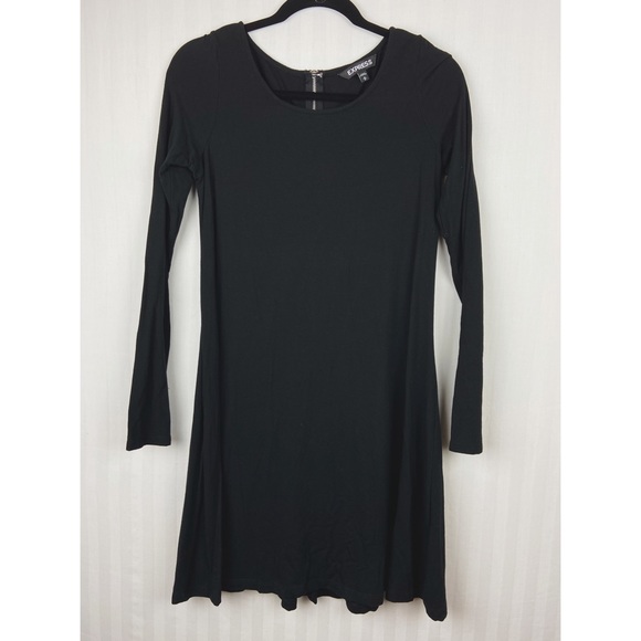 Black Express Zip Back Swing Dress Medium Long - Picture 2 of 5